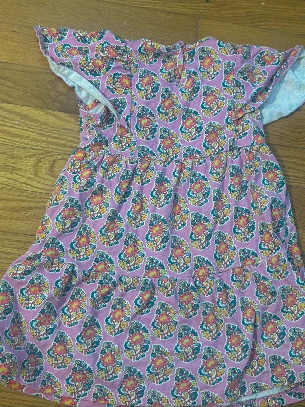 Mini Boden Pink Floral Tiered Cotton Dress